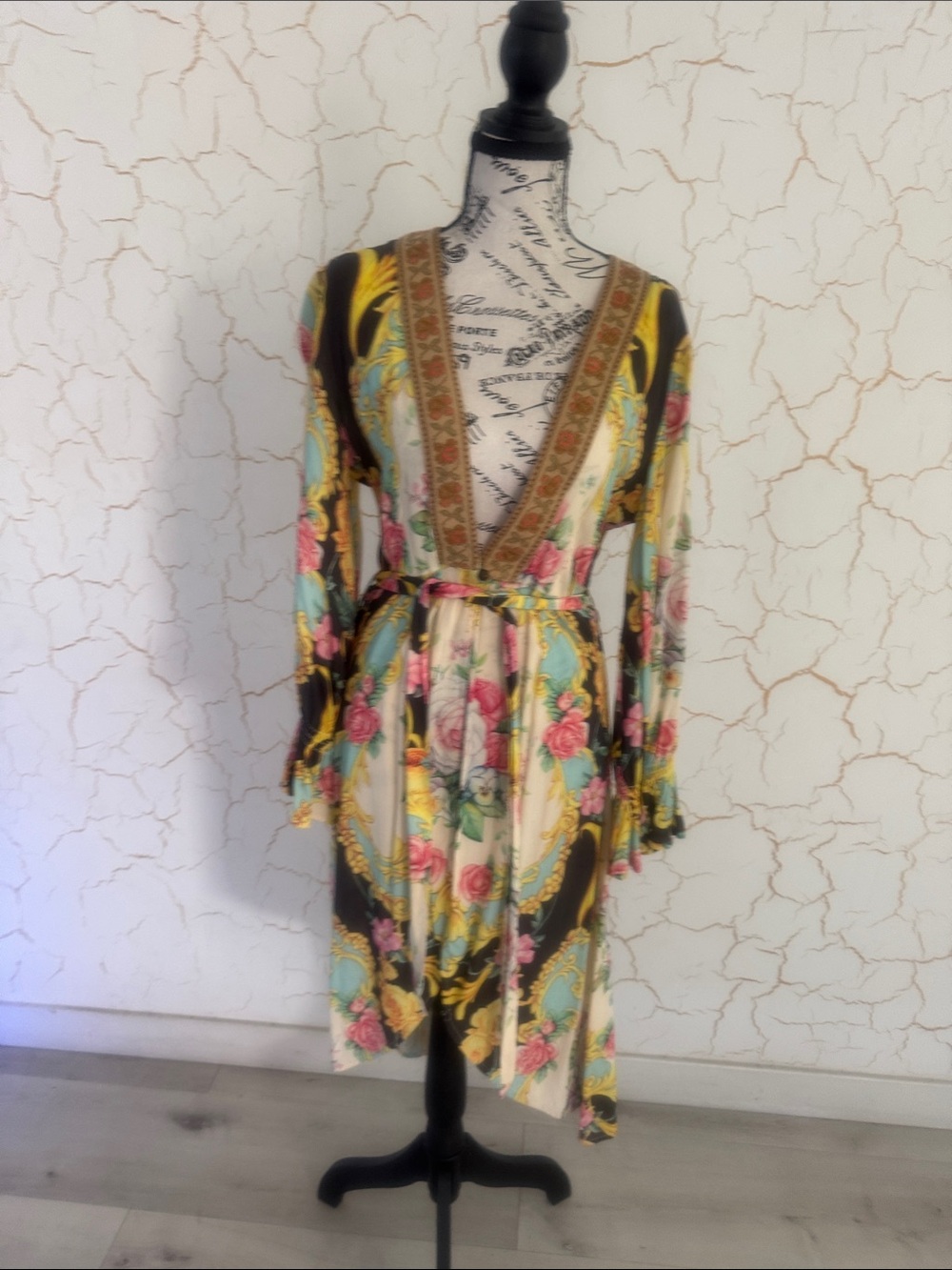 ARATTA SILENT JOURNEY Floral Baroque Duster Kimono Dress- SMALL